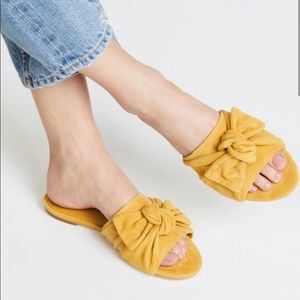 Tory Burch Suede Annabelle Bow Slides 7.5